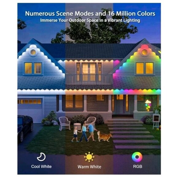 AngelHalo Permanent Outdoor Lights, 100ft Smart Outdoor Lights with 72 LEDs - Picture 3 of 8